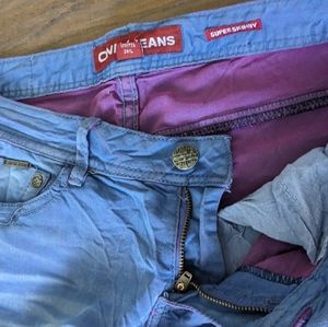 ONLY JEANS Skinny high stretch pants jeans looking, sky blue & fucsia